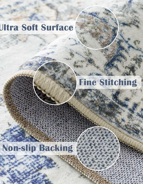 Load image into Gallery viewer, jinchan 5x7 Blue Washable Vintage Floral Area Rug Non-Slip Boho Carpet
