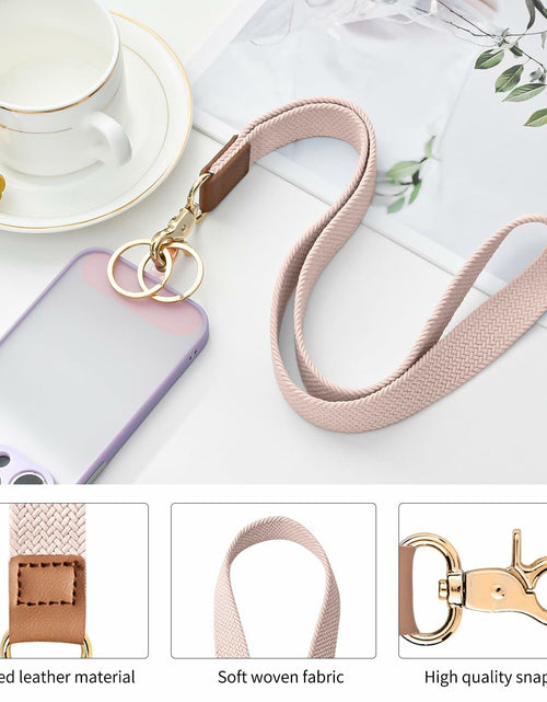 Load image into Gallery viewer, Knagsfa Stretchy Braided Lanyard w/ Dual Keyrings for ID Badge Keys Pink
