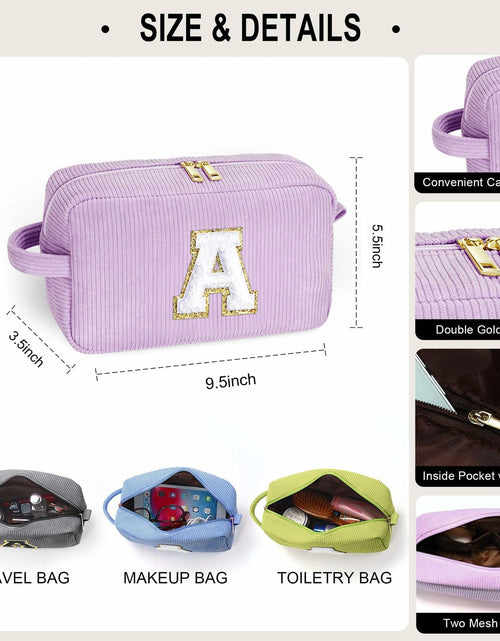 Load image into Gallery viewer, YOOLIFE Personalized Makeup Bag Monogram Cosmetic Bag Green Letter M
