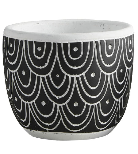 47th & Main Cement Planter Pot Black Sea Spray 4.9" Tall Modern Decor