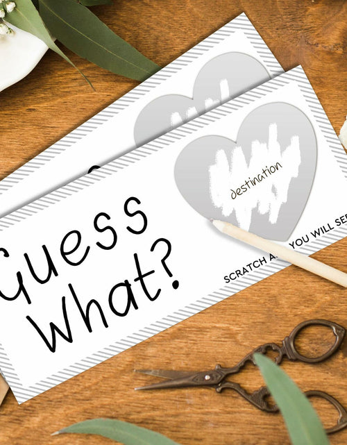 Load image into Gallery viewer, Guess What Surprise Scratch Cards 3x8in Silver 2 Set Personalized Travel Gift
