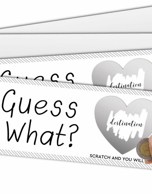 Load image into Gallery viewer, Guess What Surprise Scratch Cards 3x8in Silver 2 Set Personalized Travel Gift
