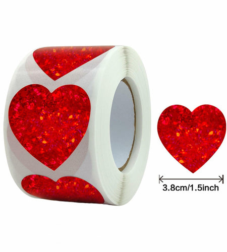 Dzrige 500pcs Red Heart Shape Glitter Stickers Love Scrapbooking Labels