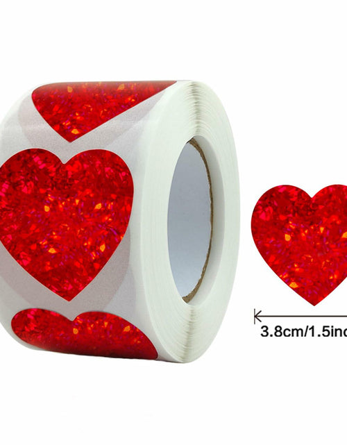 Load image into Gallery viewer, Dzrige 500pcs Red Heart Shape Glitter Stickers Love Scrapbooking Labels
