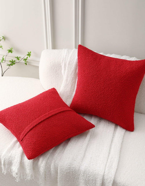 Load image into Gallery viewer, FUTEI Red Decorative Throw Pillow Covers 22x22 Inch Pack of 2 Soft Boucle
