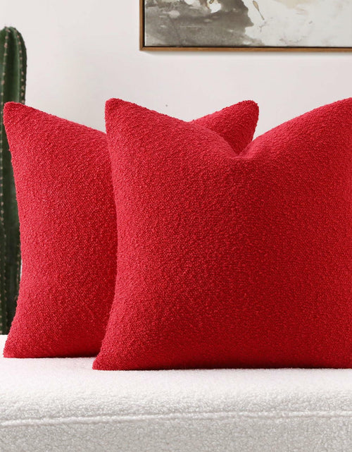 Load image into Gallery viewer, FUTEI Red Decorative Throw Pillow Covers 22x22 Inch Pack of 2 Soft Boucle
