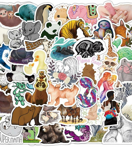 TaDadaPAO Cute Animal Stickers Zoo Theme Vinyl Waterproof 50Pcs Decals