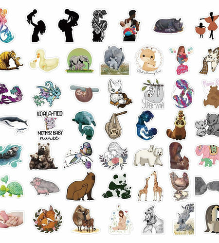 TaDadaPAO Cute Animal Stickers Zoo Theme Vinyl Waterproof 50Pcs Decals