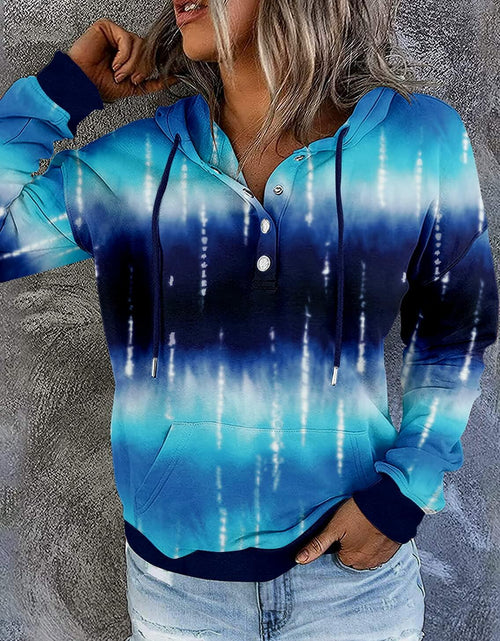 Load image into Gallery viewer, VIEACTIVEWEAR Blue Tie Dye Hoodie Lightweight Long Sleeve Pullover Size 3XL

