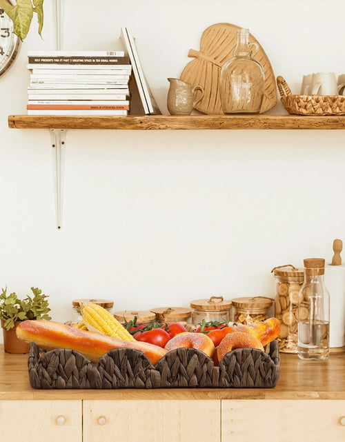 Load image into Gallery viewer, Rectangle Serving Tray with Handles Brown Food Fruit Coffee Table Ottoman Tray

