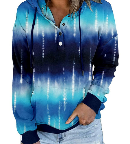 VIEACTIVEWEAR Blue Tie Dye Hoodie Lightweight Long Sleeve Pullover Size 3XL