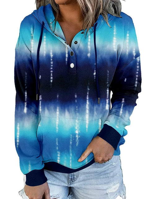 Load image into Gallery viewer, VIEACTIVEWEAR Blue Tie Dye Hoodie Lightweight Long Sleeve Pullover Size 3XL
