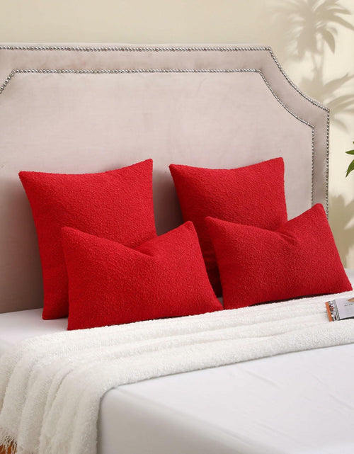 Load image into Gallery viewer, FUTEI Red Decorative Throw Pillow Covers 22x22 Inch Pack of 2 Soft Boucle
