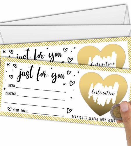 Just For You Surprise Scratch Cards 3x8in Gold 2 Set Personalized Gift