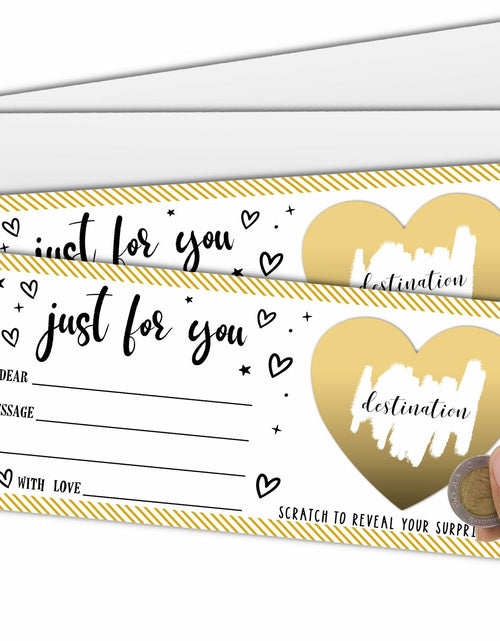 Load image into Gallery viewer, Just For You Surprise Scratch Cards 3x8in Gold 2 Set Personalized Gift
