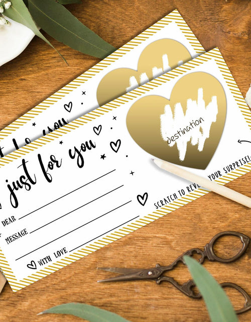 Load image into Gallery viewer, Just For You Surprise Scratch Cards 3x8in Gold 2 Set Personalized Gift

