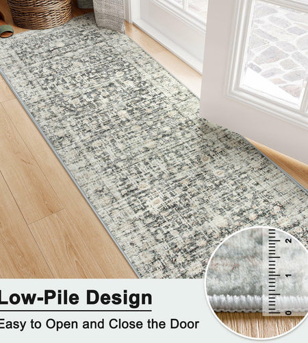 Hedlive Vintage Hallway Runner 2.6x8 Brick Red/White Non Slip Carpet