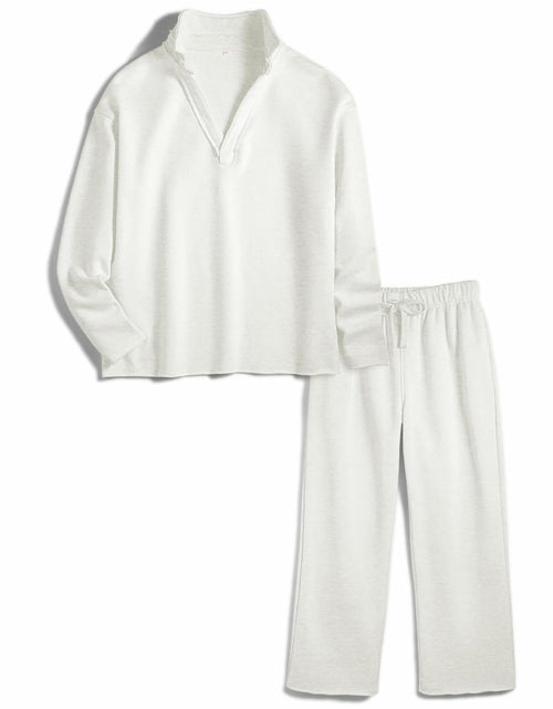 Load image into Gallery viewer, Yioaga Women Tracksuit 2PC Pullover Sweatshirt Sweatpants Light-Gray Size XL
