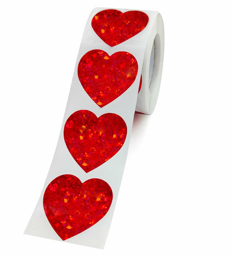 Dzrige 500pcs Red Heart Shape Glitter Stickers Love Scrapbooking Labels