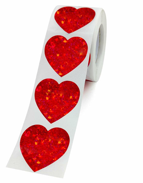 Load image into Gallery viewer, Dzrige 500pcs Red Heart Shape Glitter Stickers Love Scrapbooking Labels
