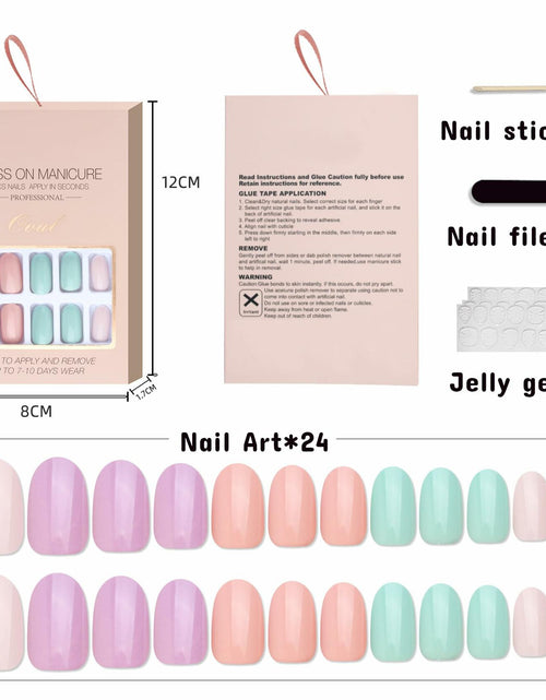 Load image into Gallery viewer, Press On Nails Short Square 24pcs Reusable Colorful Full Cover False Nails
