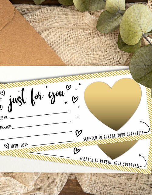 Load image into Gallery viewer, Just For You Surprise Scratch Cards 3x8in Gold 2 Set Personalized Gift
