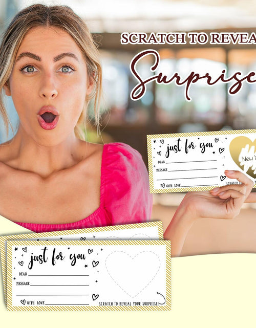 Load image into Gallery viewer, Just For You Surprise Scratch Cards 3x8in Gold 2 Set Personalized Gift

