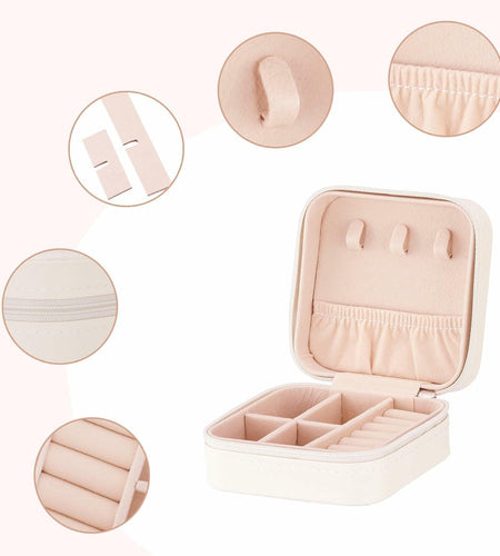 Sincerez Jewelry Box Small Portable Organizer Rings Necklaces Black