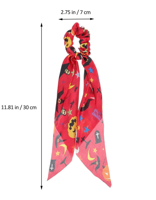 Load image into Gallery viewer, 4pcs Halloween Pumpkin Satin Hair Scrunchies Elastics Orange for Girls
