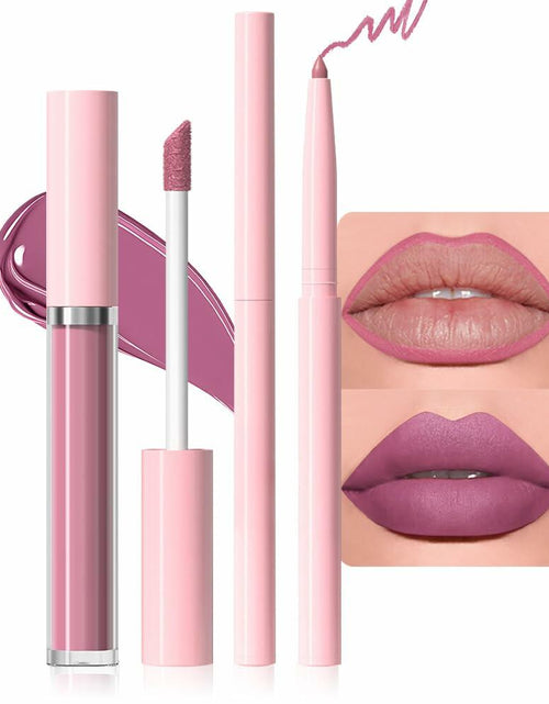 Load image into Gallery viewer, BestBy08/27 evpct Lip Liner Pencil &amp; Lip Gloss Set Waterproof Matte Pink 09#
