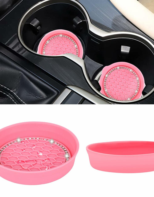 Load image into Gallery viewer, Toiyason Car Cup Coaster Universal Spill Holder Bling Rhinestone Pink 2 Pack

