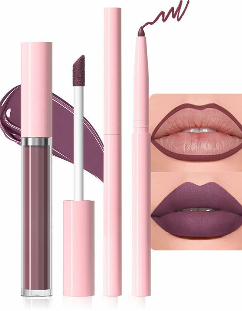Load image into Gallery viewer, BestBy08/27 evpct Lip Liner Pencil &amp; Lip Gloss Set Plum Purple 06#
