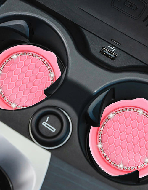 Load image into Gallery viewer, Toiyason Car Cup Coaster Universal Spill Holder Bling Rhinestone Pink 2 Pack
