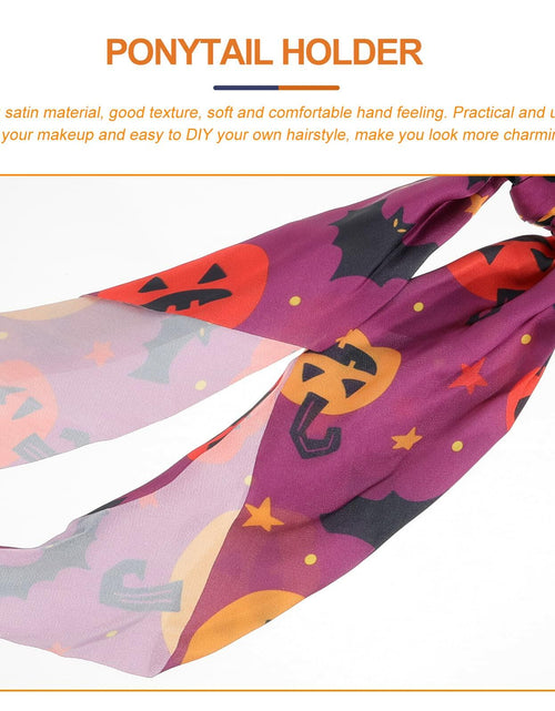 Load image into Gallery viewer, 4pcs Halloween Pumpkin Satin Hair Scrunchies Elastics Orange for Girls
