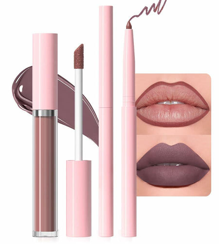 BestBy08/27 evpct Lip Liner Pencil & Lip Gloss Set Dark Red 02#