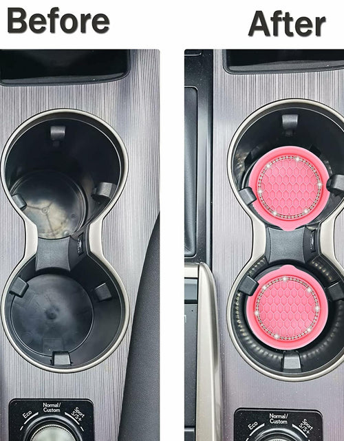 Load image into Gallery viewer, Toiyason Car Cup Coaster Universal Spill Holder Bling Rhinestone Pink 2 Pack
