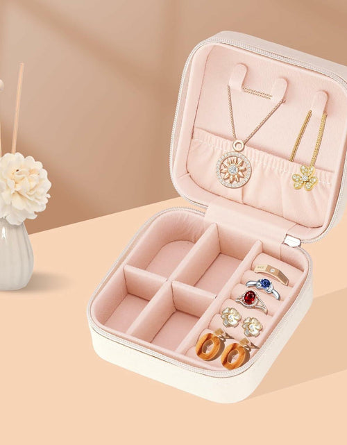 Load image into Gallery viewer, Sincerez Jewelry Box Small Portable Organizer Rings Necklaces Black
