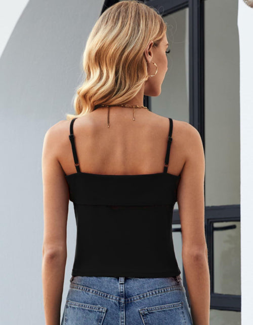 Load image into Gallery viewer, ZANZEA Black Square Neck Crop Tank Top Women Size L
