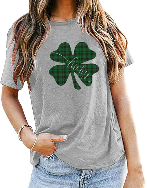 Load image into Gallery viewer, Gray St Pattys Day Shirt Women Lucky Clover Funny St Patrick's Day Tee Size 2XL
