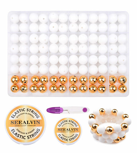 96PCS Silicone Beads Kit 15mm Round Rubber Beads 2 Colors DIY Crafts