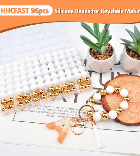 96PCS Silicone Beads Kit 15mm Round Rubber Beads 2 Colors DIY Crafts