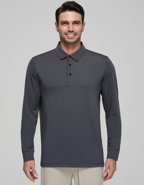 Load image into Gallery viewer, YAMXDM Mens Long Sleeve Golf Polo Shirt Moisture Wicking Light Green Size L
