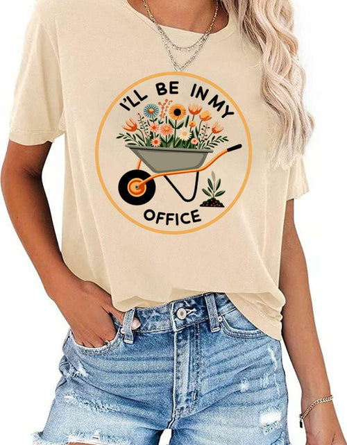 Load image into Gallery viewer, Hoeing Ain't Easy Women's Gardening T-Shirt Floral Garden Lover Gift Cyan Size
