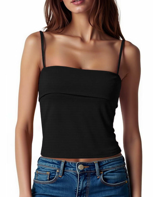 Load image into Gallery viewer, ZANZEA Black Square Neck Crop Tank Top Women Size L
