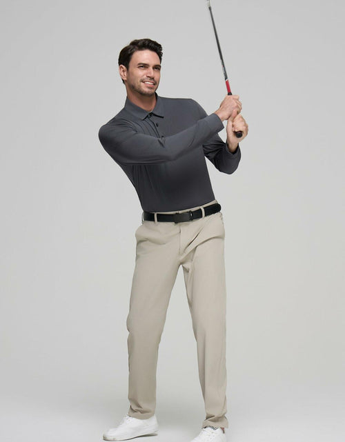 Load image into Gallery viewer, YAMXDM Mens Long Sleeve Golf Polo Shirt Moisture Wicking Light Green Size L
