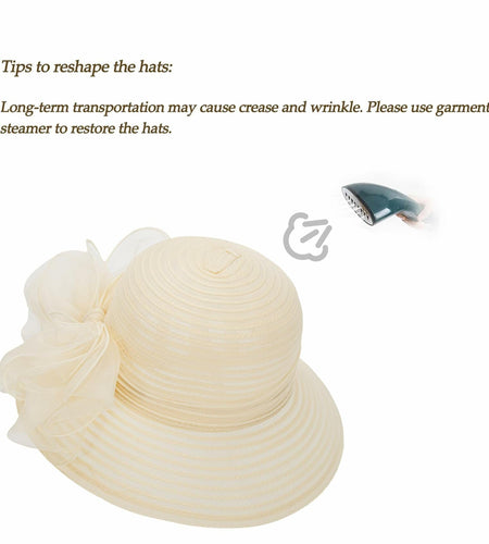Kentucky Women Organza Derby Hat Wide Brim Summer Sun Cap Black