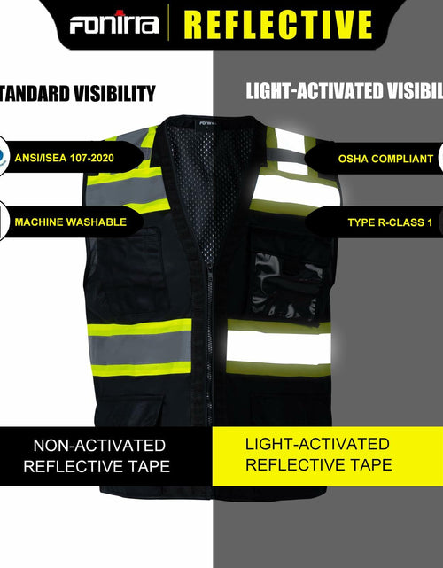 Load image into Gallery viewer, FONIRRA ANSI Class 2 Safety Vest Work Vest with Pockets Zipper Black Size 3XL
