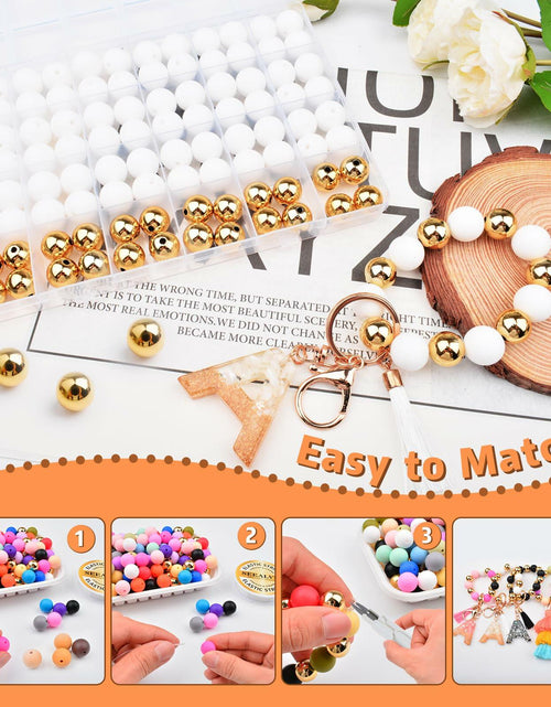 Load image into Gallery viewer, 96PCS Silicone Beads Kit 15mm Round Rubber Beads 2 Colors DIY Crafts
