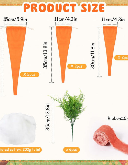 Load image into Gallery viewer, Easter Artificial Carrots Decor Large Fabric Set 6 Pcs 17.7'',13.7'',11.8''
