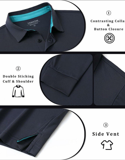 Load image into Gallery viewer, YAMXDM Mens Long Sleeve Golf Polo Shirt Moisture Wicking Light Green Size L
